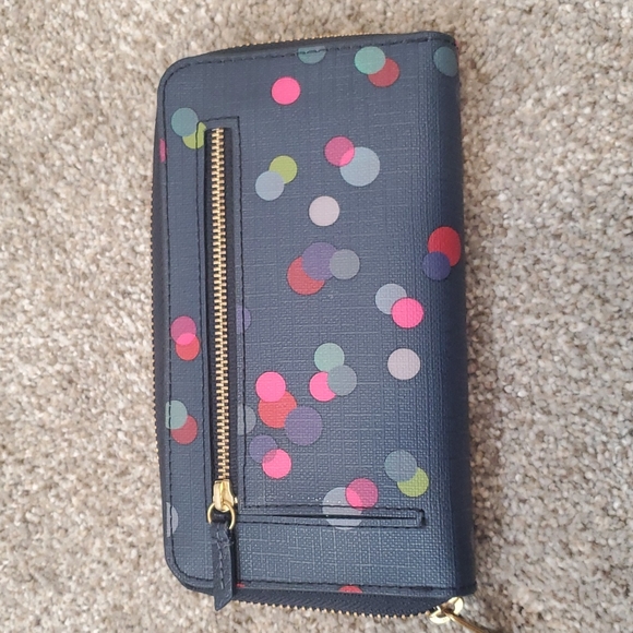 Fossil Navy with colorful dots zipper wallet - Picture 6 of 7